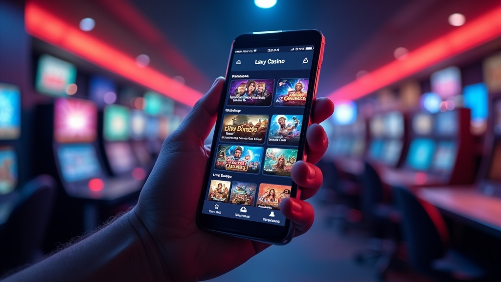 User browsing a mobile casino lobby with settings visible on a smartphone